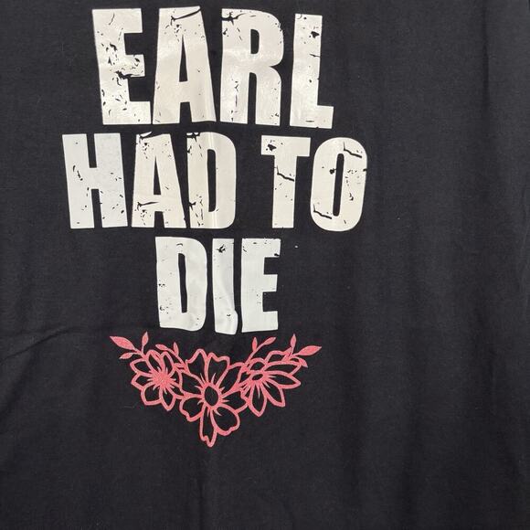 Gildan Black Tee Shirt TShirt Graphic Print Earl Had To Die Floral XL Party Fun - Picture 4 of 4